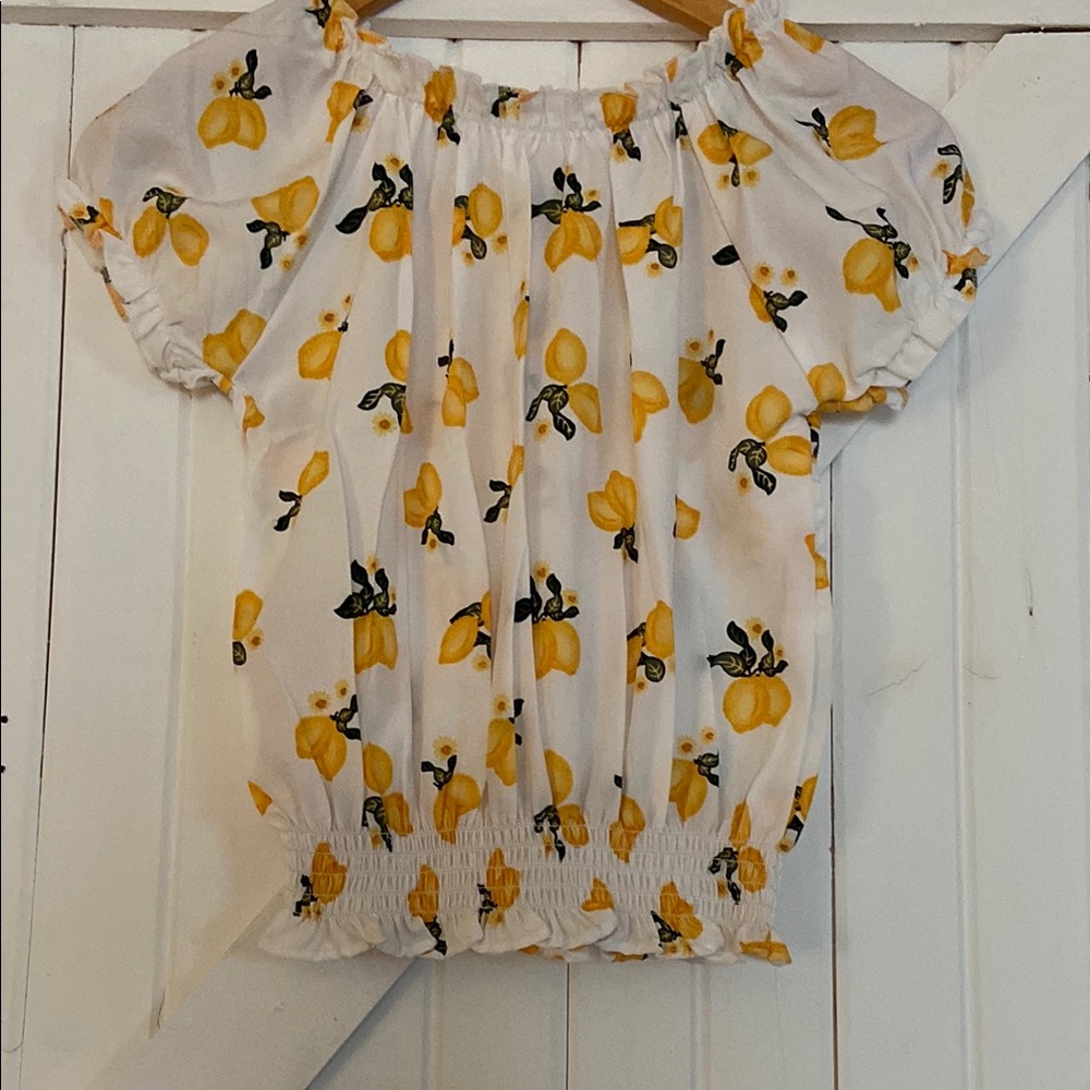 Girls Love Pink Lemon Print Medium Kids Top Short Sleeve